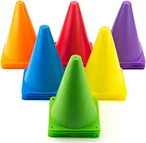 Faswin 30 Pack Indoor/Outdoor Agility Cones, Sports Soccer Flexible Cone Sets, Assorted Colors