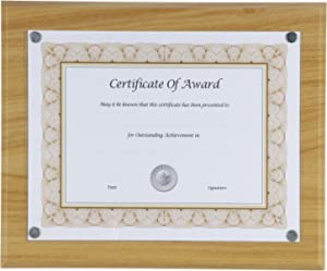 Nudell 8.5" x 11" Award Plaque with Exclusive Easy-load Magnetic Clear Cover System (actual dimensions 10.5" x 13"), Oak (18867)