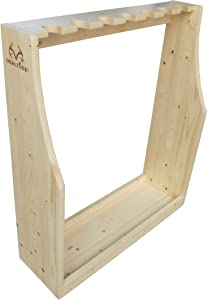 Rush Creek Creations Realtree Free Standing 7 Gun Storage Rack with Hidden Hardware - Solid New Zealand Pine - Easy Assembly, tan, 39-4001