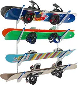 StoreYourBoard Adjustable Snowboard Storage Rack, Wall Mount 4 Board Display