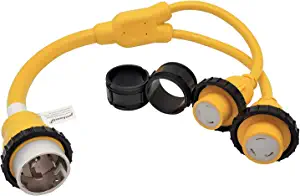 Parkworld 692026 Splitter Marine Shore Power Y Adapter SS2-50P Male 50A Plug to (2) L5-30R Female Dual 30A Receptacle