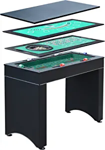 Hathaway Monte Carlo 4-In-1 Multi Game Casino Table with Blackjack, Roulette, Craps and Bar Table Includes Accessories