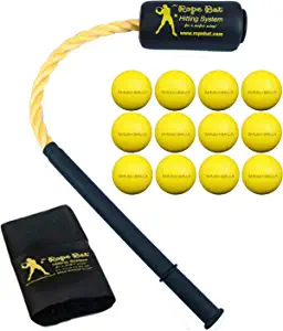 Rope Bat - The Ultimate Hitting System w/Smushballs - Baseball & Softball Swing Trainer, Training Tool, Batting Aid