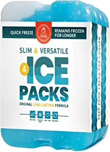 Healthy Packers Ice Pack for Lunch Box - Freezer Packs - Original Cool Pack | Slim & Long-Lasting Reusable Ice Packs for Lunch Bags and Cooler Bag (Set of 4)