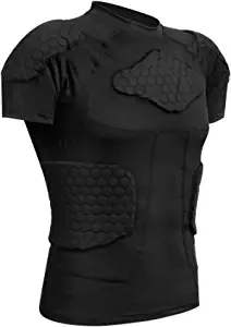 Zicac Men's Sports Shock Rash Guard Compression Padded Shirt Soccer Basketball Protective Gear Chest Rib Guards