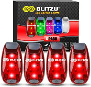 BLITZU 4 Pack LED Safety Lights Gear for Kids, Women & Men. Great for Bike Tail Light, Kayak, Dog Collar, Stroller, Walking, Boat, Runners, Night Running Blinking Warning Reflective Light Accessories