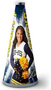 MAKEABALL 19" Custom Photo Cheerleading Megaphone | Great for Cheerleader, Squad, or Cheer Coach | Personalized with Your Colors, and Text! | Great Senior Gift