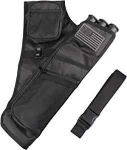 Kratarc 3-Tubes Hip Quiver Waist Hanged Camouflage Arrow Archery Carry Bag with Pockets Adjustable Belt (Black)