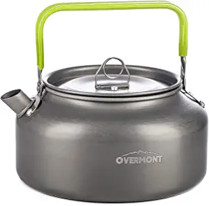 Overmont Camping Kettle Camp Tea Coffee Pot Aluminum 42 FL OZ Outdoor Hiking Gear Portable Teapot Lightweight with Silicon Handle
