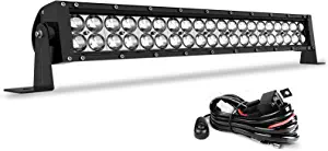 AUTOSAVER88 LED Light Bar 24 Inch Straight Work Light 4D 200W with 8ft Wiring Harness, 20000LM Offroad Driving Fog Lamp Marine Boating Light IP68 WATERPROOF Spot & Flood Combo Beam Light Bar