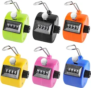 KTRIO Pack of 6 Colors Handheld Tally Counter 4-Digit Number Count Clicker Counter, Hand Mechanical Counters Clickers Pitch Counter for Coaching, Knitting, People, Lap, Fishing, Golf, Toddler & Fidget