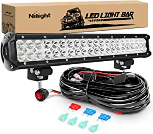 Nilight - ZH006 LED Light Bar 20 Inch 126W Spot Flood Combo Led Off Road Lights with 16AWG Wiring Harness Kit-2 Lead, 2 Years Warranty
