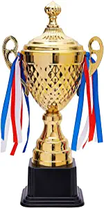 Juvale Large Gold Trophy Cup for Sports Tournaments, Award Competitions, Spelling Bees (Gold, 15.2 x 7.5 x 3.7 in)