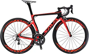 SAVADECK Phantom 2.0 Carbon Fiber Road Bike 700C Carbon Frame Racing Bicycle with Shimano Ultegra 8000 22 Speed Group Set, 25C Tire and Fizik Saddle.