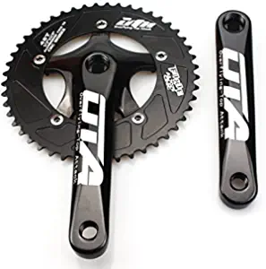 CYSKY Single Speed Crankset 48T 170mm Crankarms 130 BCD Litepro Folding Bike Crankset for Single Speed Bike, Track Road Bicycle, Fixed Gear, Fixie, Dahon (Square Taper, Black)