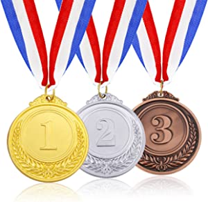 Caydo Gold Silver Bronze Award Medals Winner Medals with Neck Ribbon for Sports Competitions, Party Favor and School Celebration for Kids and Adults