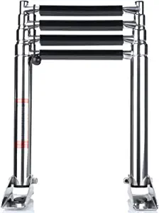 Hoffen Telescopic 4 Step Ladder Stainless Steel Telescoping Extendable Boat Ladder 900 Pound Capacity for Marine Yacht / Swimming Pool