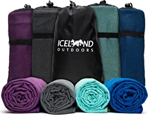 Gym Towels For Showering Quick Dry Towels For Travel Microfiber Camping Towel | Camping Towels Fast Drying Lightweight For Swim Camp Beach & Sports Backpacking Hiking 2 Pack For Body and Hand Gray