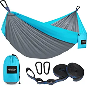 Kootek Camping Hammock Double & Single Portable Hammocks with 2 Tree Straps, Lightweight Nylon Parachute Hammocks for Backpacking, Travel, Beach, Backyard, Patio, Hiking