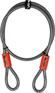 BV 4FT Bike Cable Lock, Security Steel Cable, Double Looped Braided Steel Flex Cable 3/8 Inch, Thick Heavy Duty Bike Lock Cable for U-Lock, Padlock, Disc Lock, Vinyl Wrap for Corrosion Protection