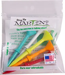 Martini Golf Tees DMT007 Durable Plastic Step-UP Tees (5 Pack), Assorted Colors, 3.25"