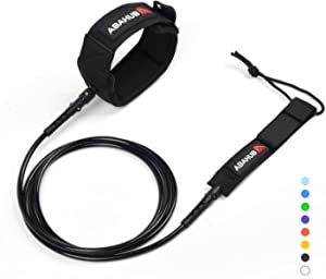 Abahub Premium Surfboard Leash, 6/7/8/9/10 ft, Straight Surf Board Leashes, 6/7mm Legrope Strap for Shortboard, Skimboard, Fishboard, Longboard, Paddleboard, SUP Replacement Leg Rope, 8 Colors
