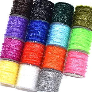 15 Spools Multi Colors Tinsel Chenille Line Crystal Flash Line Total 150M Fly Fishing Tying Material for Nymphal Bugs Scud