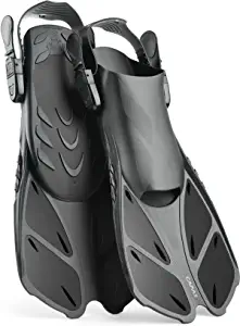 CAPAS Snorkel Fins, Swim Fins Travel Size Short Adjustable for Snorkeling Diving Adult Men Women Kids Open Heel Swimming Flippers