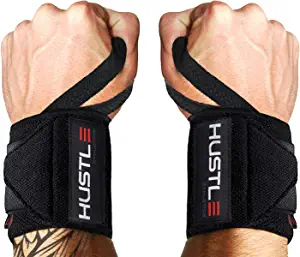 Hustle Athletics Wrist Wraps Weightlifting - Best Support for Gym & Crossfit - Brace Your Wrists to Push Heavier, Avoid Injury & Improve Your Workout Instantly - for Men & Women