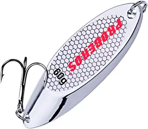 PROBEROS Fishing Spoons Lures Bass Baits Jigging Bait Tackle with Treble Hooks Hard Metal Spoon Fishing Lure Weight Pick 10 Pcs/Pack Silver Gold