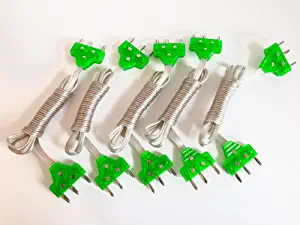Fencing Body Cord for Epee 3 pin, 5 Cords per Package, Green