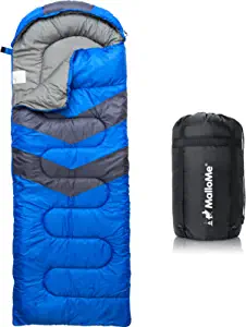 MalloMe Camping Sleeping Bags for Adults - Compact Sleeping Bag for Hiking, Backpacking, Cold Weather & Warm - Lightweight Packable Travel Gear Summer & Winter - Kids Girls Boys 1 & Double 2 Person