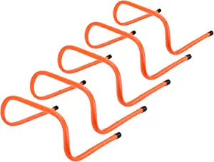 REEHUT 6 inch Speed Hurdles Set of 5 - Agility, Plyometric and All Purpose Speed Training Hurdle with Carry Handles (Orange)