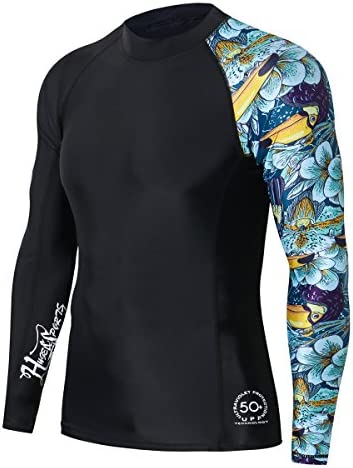 HUGE SPORTS Men's Splice UV Sun Protection UPF 50+ Skins Rash Guard Long Sleeves