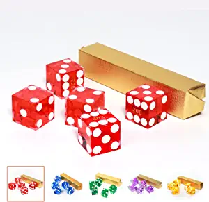 Set of 5 Poker Craps 19mm Serialized Casino Dice - Red