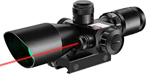 MidTen 2.5-10x40 Red Green Illuminated Mil-dot Tactical Rifle Scope with Red Laser Combo - Green Lens Color & 20mm Mounts