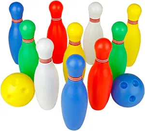 Bowling Pins Ball Set Toys Mini Plastic Indoor Party Games with 10 Pins and 2 Balls Christmas Birthday Gift for Kids Toddlers Boys Girls Children 2 3 4 5 Years