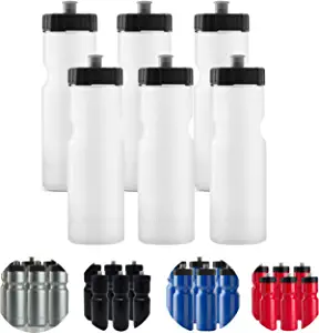50 Strong 6-Pack of Sports Squeeze Water Bottles - 22 oz. BPA Free Bike & Sport Bottle with Easy Open Push/Pull Cap  Made in USA