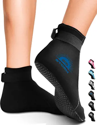 BPS 'Storm' 3mm Neoprene Socks - Glued & Stitched Anti-Slip Wetsuit Swim Socks Diving Booties for Beach Water Sports