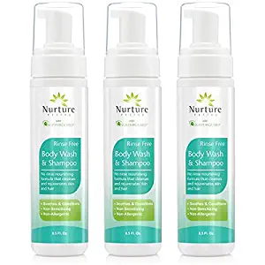 Rinse Free Body Wash & Shampoo | Hospital Grade Full Hair & Body No Water or Rinse Cleansing Foam with Aloe Vera - Non Allergenic Non Sensitizing - No Shower Wipe Away Foaming Cleanser - 3 Bottles