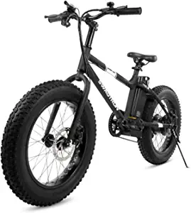 Swagtron EB-6 Bandit E-Bike 350W Motor, Power Assist, 4 Tires, 20 Wheels, Removable 36V Lithium Ion Battery, Dual Disc Brakes Electric Bike 7-Speed Shimano SIS Shifting Built for Trail Riding