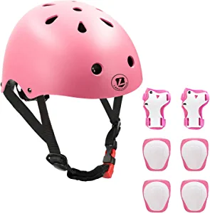 LANOVAGEAR Kids Bike Helmet Knee Elbow Wrist Pads, Ages 2-8 Toddler Helmet with Protective Gear Set 7PCS, for Bicycle Cycling Skateboard Scooter Inline Skating