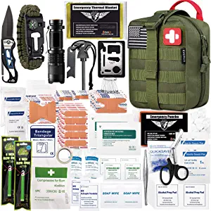 EVERLIT 250 Pieces Survival First Aid Kit IFAK Molle System Compatible Outdoor Gear Emergency Kits Trauma Bag for Camping Boat Hunting Hiking Home Car Earthquake and Adventures