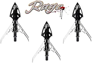 Rage Extreme 4 Blade Arrow Archery Broadhead, 100 Grain - 2 Pack