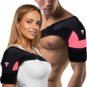 Shoulder Brace for Women & Men - Shoulder Pain Relief for Torn Rotator Cuff, Support and Compression - Sleeve Wrap for Shoulder Stability and Recovery - Fits Left and Right Arm (Pink, Large/X-Large)