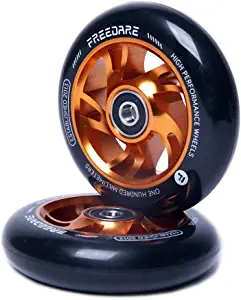 FREEDARE 100mm Pro Scooter Wheels pair 2pcs Stunt Scooter Replacement Wheels with ABEC Bearings
