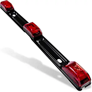 15" 9 LED 3 Red Trailer Light Bar [DOT FMVSS 108] [SAE P2] [IP67 Submersible] Identification Running Marker ID Rear Trailer Tail Light Bar for 80" Enclosed Motorcycle Utility Marine Boat Trailers