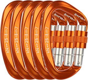 XINDA Screwgate Locking Carabiner Clip - Professional Rock Climbing Carabiner Screw Lock,Heavy Duty Carabiners for Climbing,Mountaineer,Hammock,Camping,Outdoor Equipment