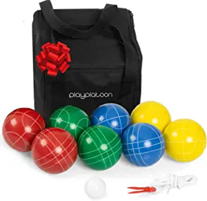 Play Platoon Bocce Ball Set 84mm/90mm/100mm with 8 Premium Bocce Balls, Pallino, Carry Bag & Measuring Rope - Choose Between Classic Resin and Soft Sets