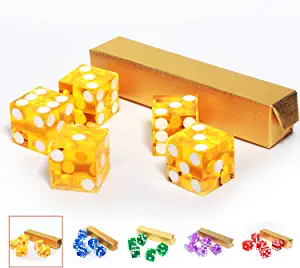 Set of 5 Poker Craps 19mm Serialized Casino Dice - Yellow